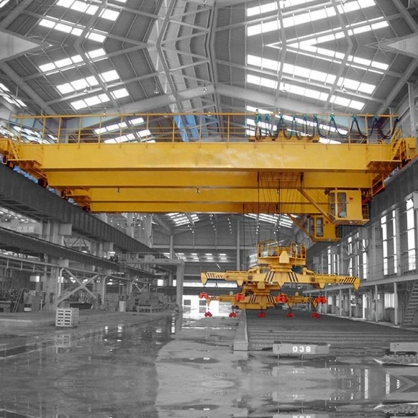 Heavy Duty Double Girder Rotation Telescopic Hanging Beam Magnetic Overhead Crane (25+25)ton PLC Controlled Wireless Remote
