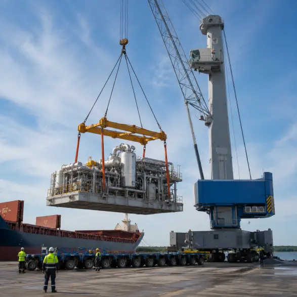 Mobile harbour crane with 360-degree rotation capability
