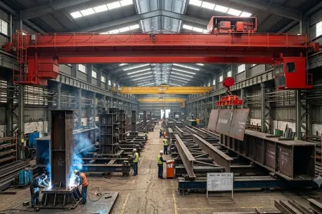 Double Beam Overhead Crane with Grab and Magnet