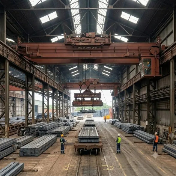 Double Beam Overhead Crane with Grab and Magnet